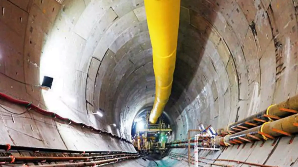 Mumbai coastal road tunnel inside view